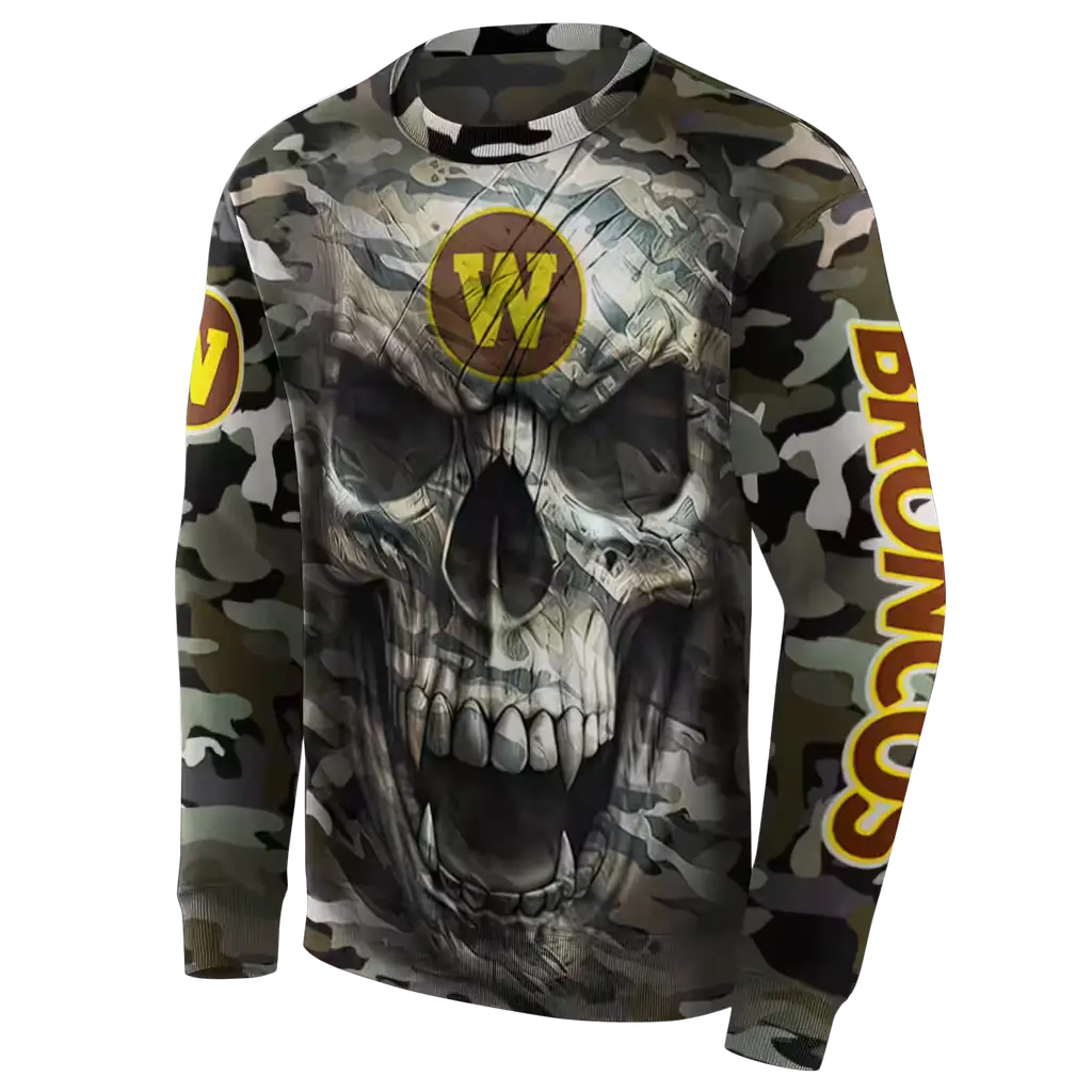 personalized western michigan broncos camo skull hoodie new arrival personalized western michigan broncos camo skull hoodie new arrival