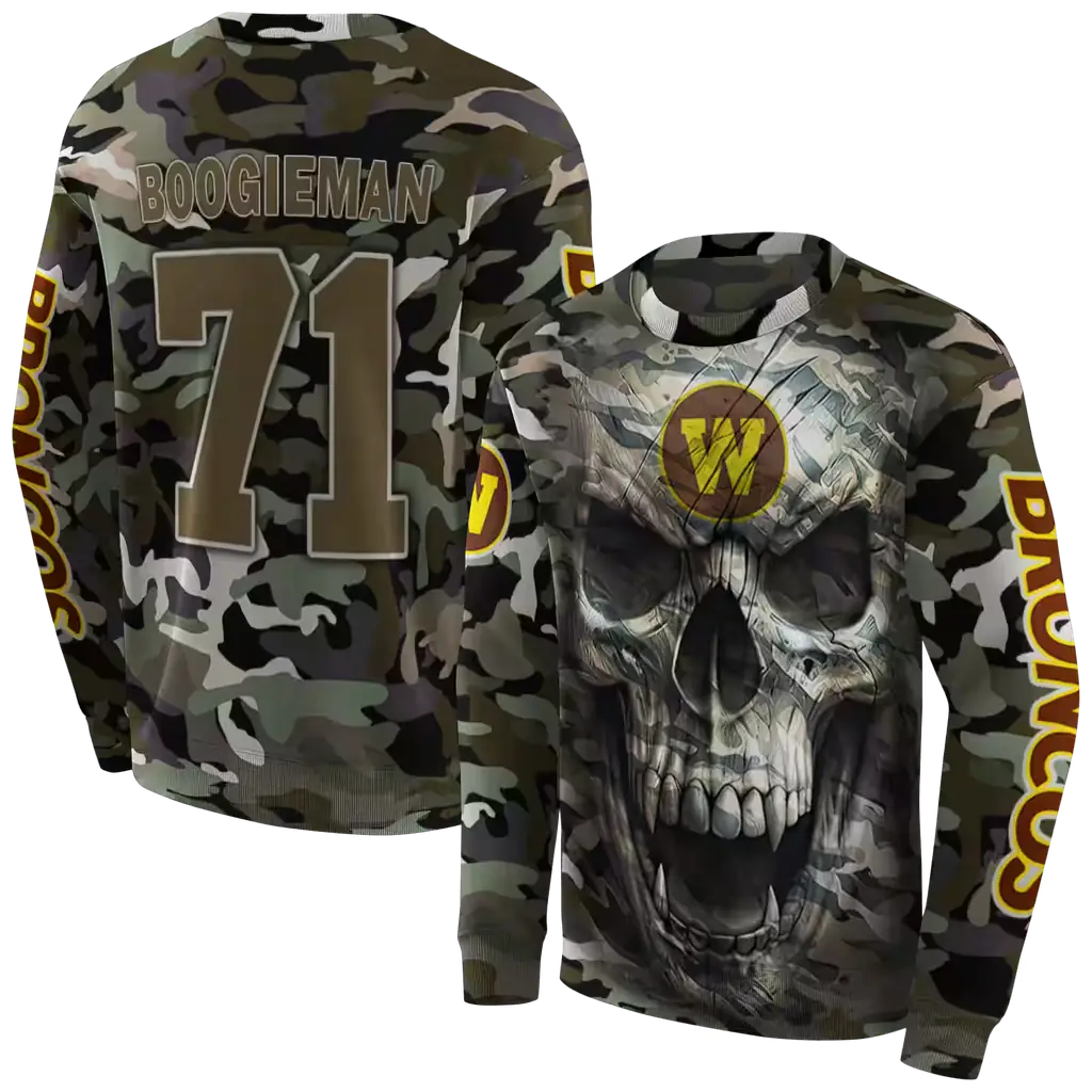 personalized western michigan broncos camo skull hoodie premium grade personalized western michigan broncos camo skull hoodie premium grade