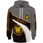 personalized western michigan broncos hexagonal mesh brown black gray hoodie best selling