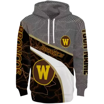 personalized western michigan broncos hexagonal mesh brown black gray hoodie best selling