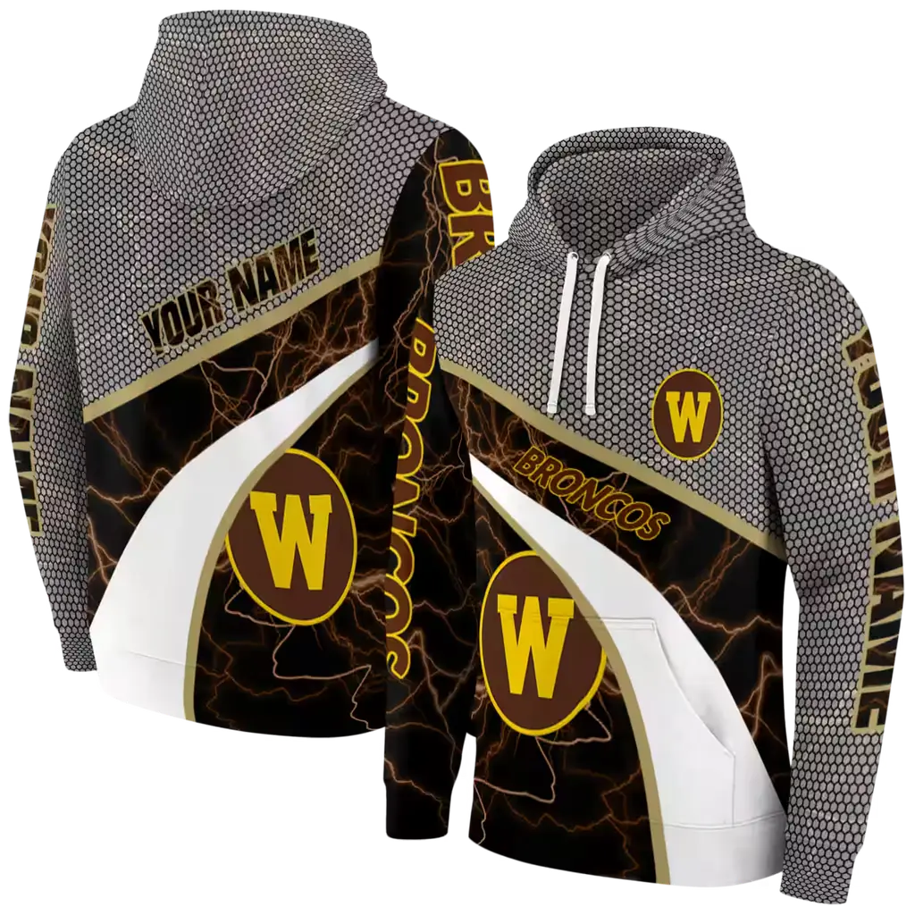 personalized western michigan broncos hexagonal mesh brown black gray hoodie fashion forward personalized western michigan broncos hexagonal mesh brown black gray hoodie fashion forward
