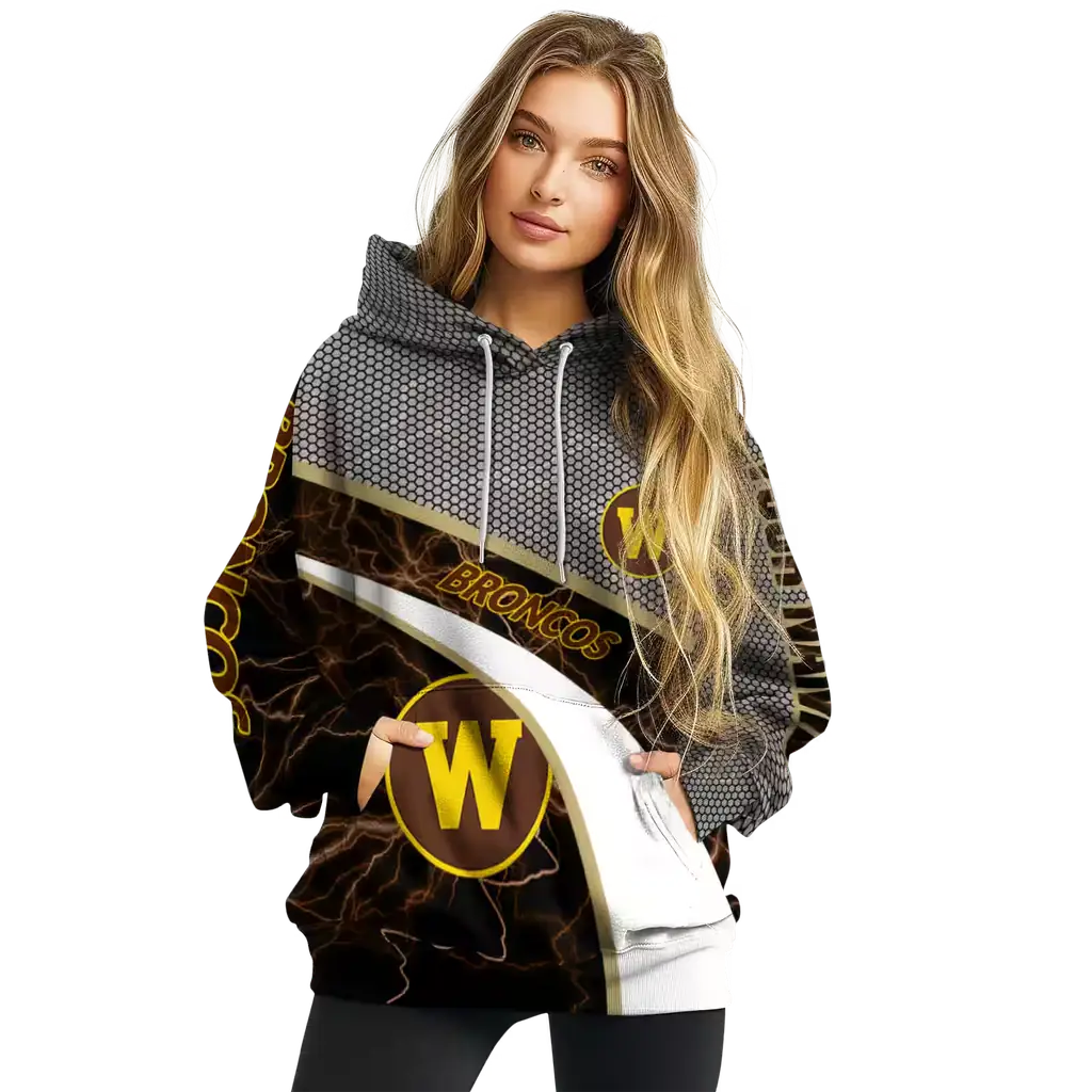 personalized western michigan broncos hexagonal mesh brown black gray hoodie high quality personalized western michigan broncos hexagonal mesh brown black gray hoodie high quality