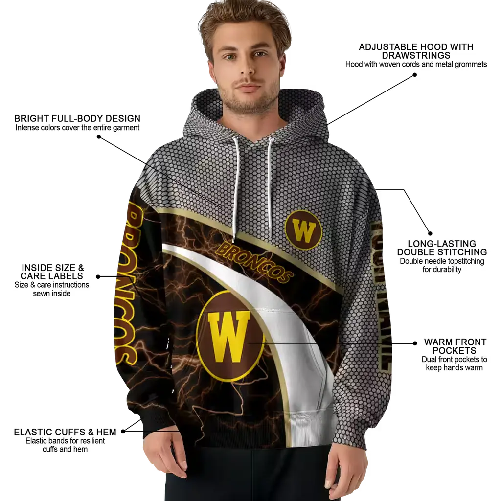personalized western michigan broncos hexagonal mesh brown black gray hoodie latest model personalized western michigan broncos hexagonal mesh brown black gray hoodie latest model