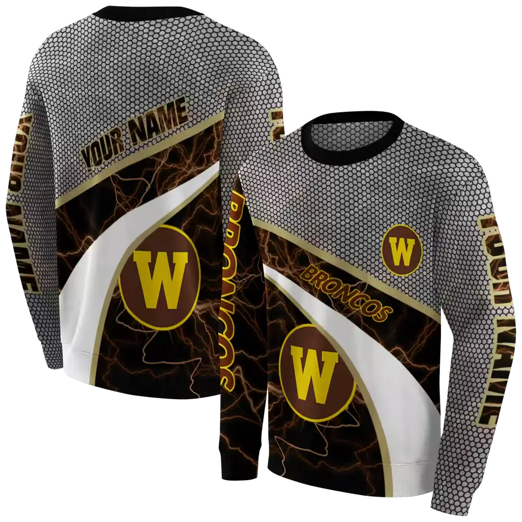 personalized western michigan broncos hexagonal mesh brown black gray hoodie premium grade personalized western michigan broncos hexagonal mesh brown black gray hoodie premium grade