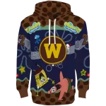 personalized western michigan broncos spongebob patrick star brown navy hoodie best selling