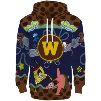 personalized western michigan broncos spongebob patrick star brown navy hoodie best selling