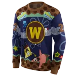 personalized western michigan broncos spongebob patrick star brown navy hoodie best selling