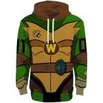 personalized western michigan broncos superhero armor brown green hoodie best selling