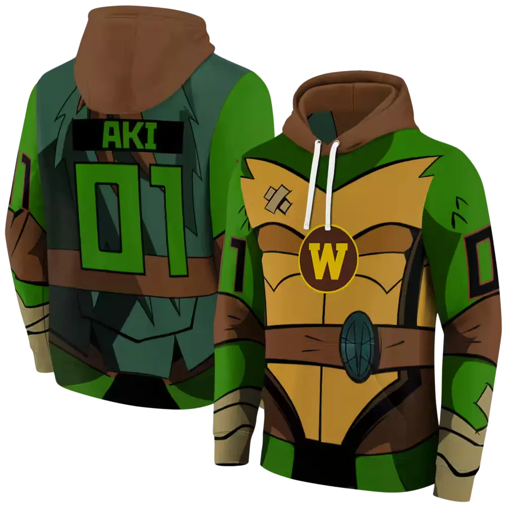personalized western michigan broncos superhero armor brown green hoodie fashion forward personalized western michigan broncos superhero armor brown green hoodie fashion forward