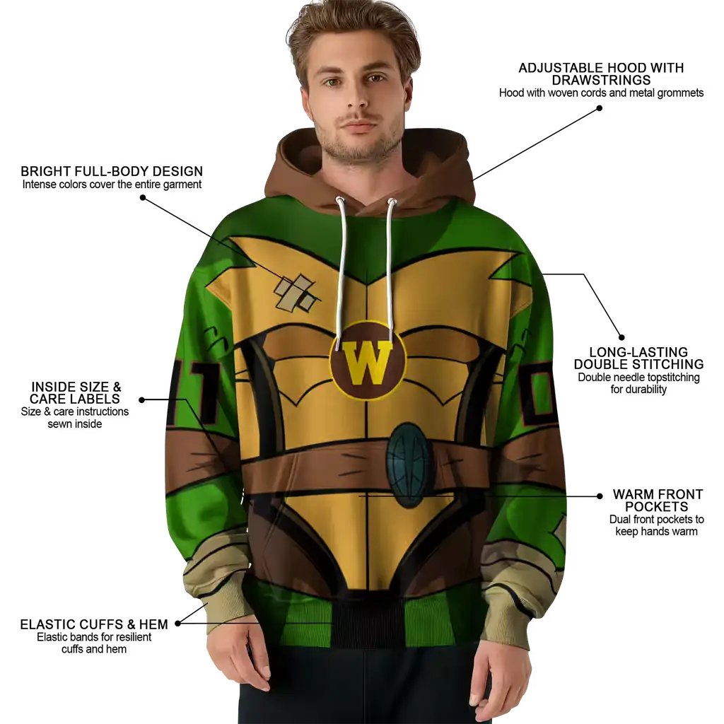 personalized western michigan broncos superhero armor brown green hoodie latest model personalized western michigan broncos superhero armor brown green hoodie latest model