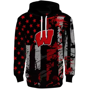 personalized wisconsin badgers distressed flag red black hoodie best selling