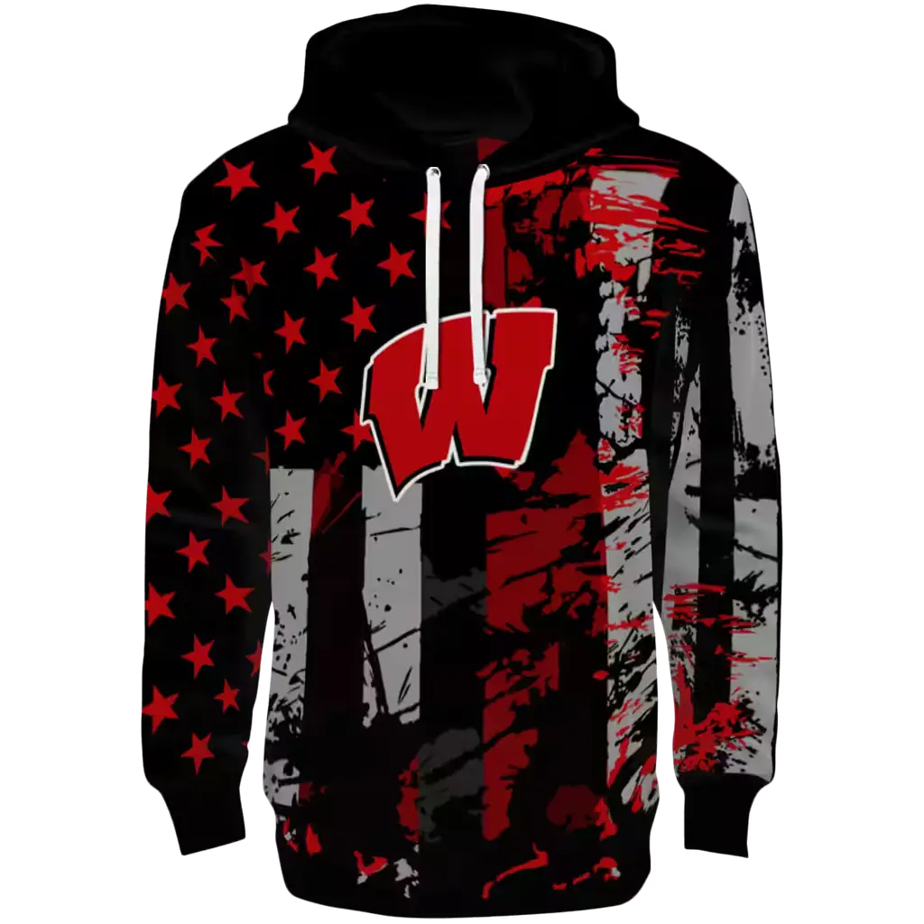 personalized wisconsin badgers distressed flag red black hoodie best selling personalized wisconsin badgers distressed flag red black hoodie best selling