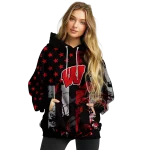 personalized wisconsin badgers distressed flag red black hoodie best selling