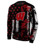 personalized wisconsin badgers distressed flag red black hoodie best selling