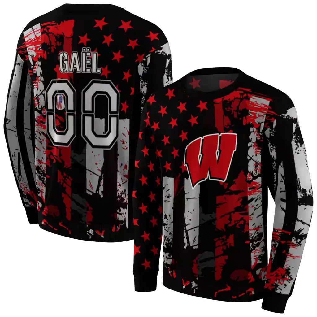 personalized wisconsin badgers distressed flag red black hoodie premium grade personalized wisconsin badgers distressed flag red black hoodie premium grade