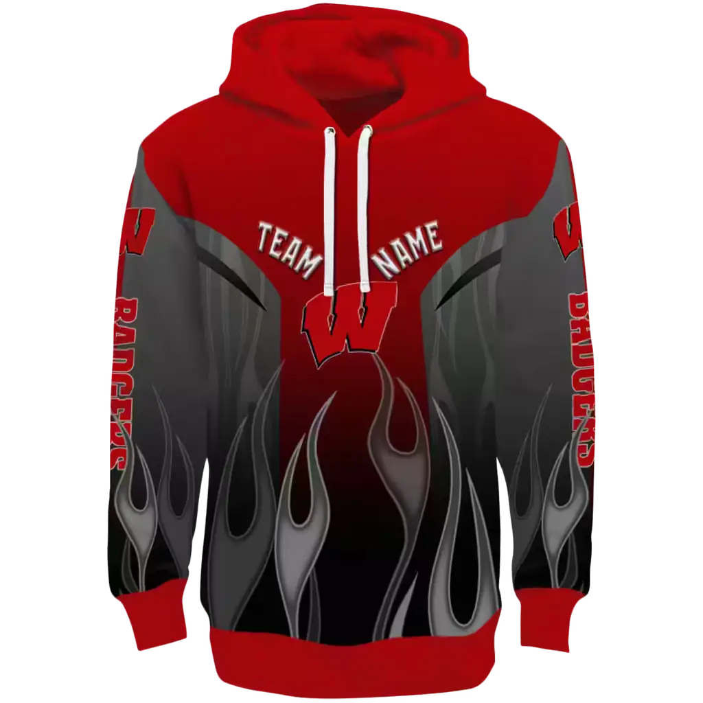 personalized wisconsin badgers flame design red hoodie best selling personalized wisconsin badgers flame design red hoodie best selling