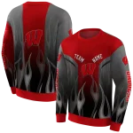 personalized wisconsin badgers flame design red hoodie best selling