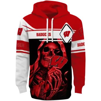 personalized wisconsin badgers grim reaper red black hoodie best selling