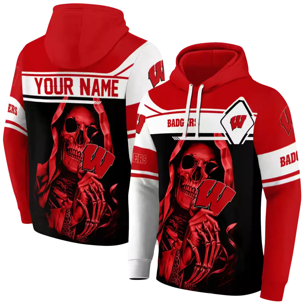 personalized wisconsin badgers grim reaper red black hoodie fashion forward personalized wisconsin badgers grim reaper red black hoodie fashion forward