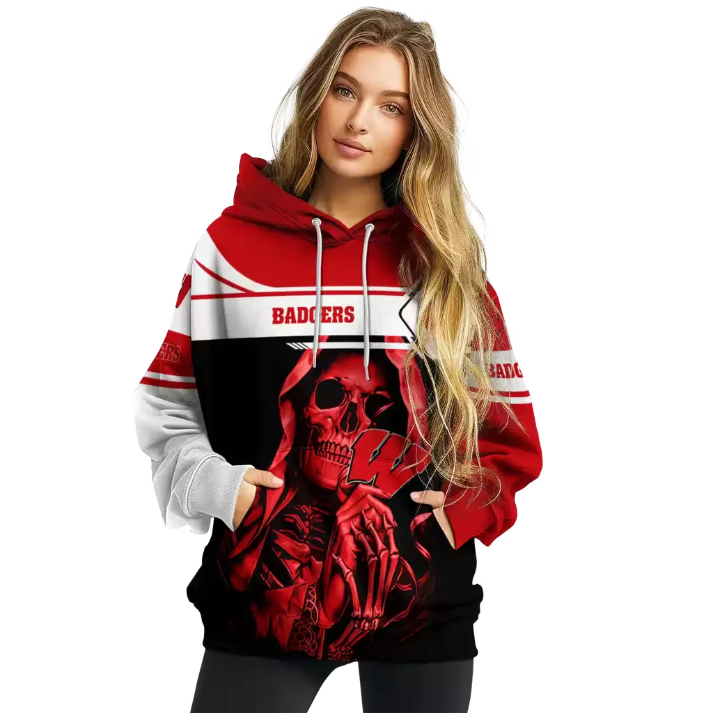 personalized wisconsin badgers grim reaper red black hoodie high quality personalized wisconsin badgers grim reaper red black hoodie high quality