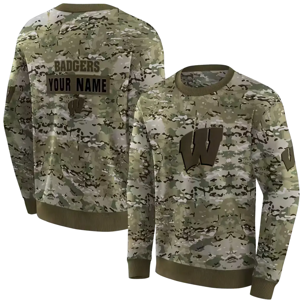 personalized wisconsin badgers military style hoodie premium grade personalized wisconsin badgers military style hoodie premium grade