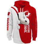 personalized wisconsin badgers peeking snoopy red hoodie best selling