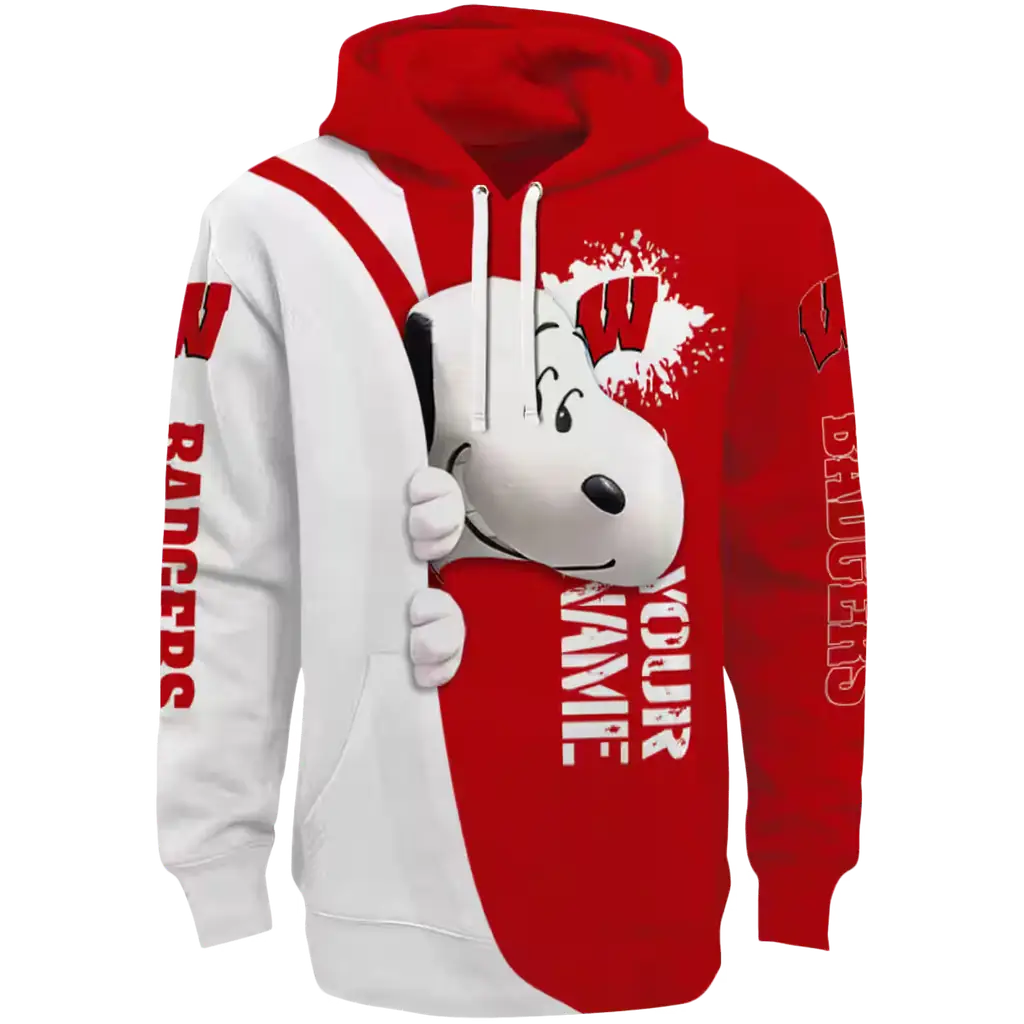 personalized wisconsin badgers peeking snoopy red hoodie best selling personalized wisconsin badgers peeking snoopy red hoodie best selling
