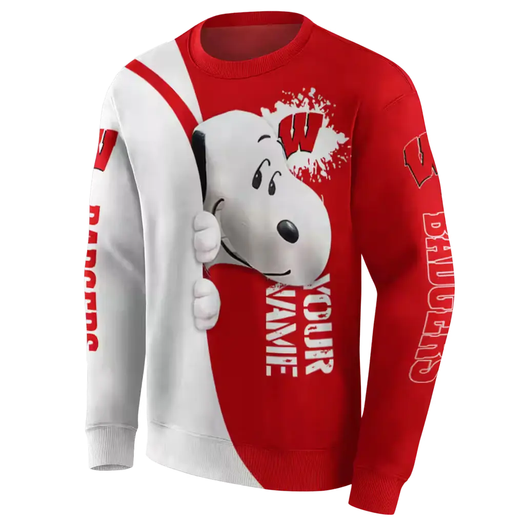 personalized wisconsin badgers peeking snoopy red hoodie new arrival personalized wisconsin badgers peeking snoopy red hoodie new arrival
