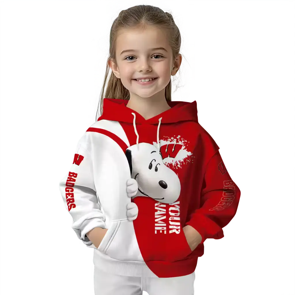 personalized wisconsin badgers peeking snoopy red hoodie top rated personalized wisconsin badgers peeking snoopy red hoodie top rated