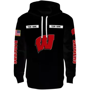 personalized wisconsin badgers punisher skull black hoodie best selling