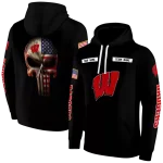 personalized wisconsin badgers punisher skull black hoodie best selling