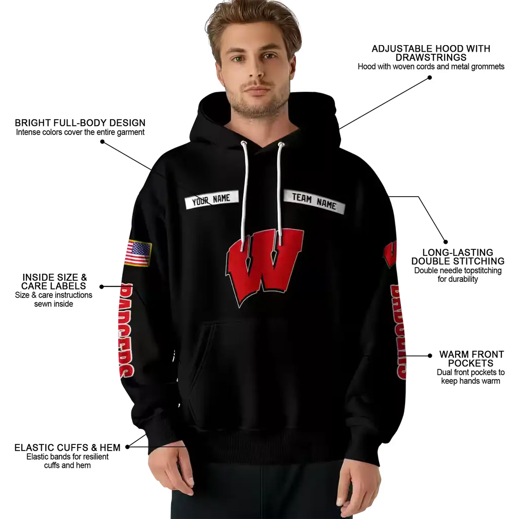 personalized wisconsin badgers punisher skull black hoodie latest model personalized wisconsin badgers punisher skull black hoodie latest model