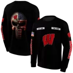 personalized wisconsin badgers punisher skull black hoodie best selling