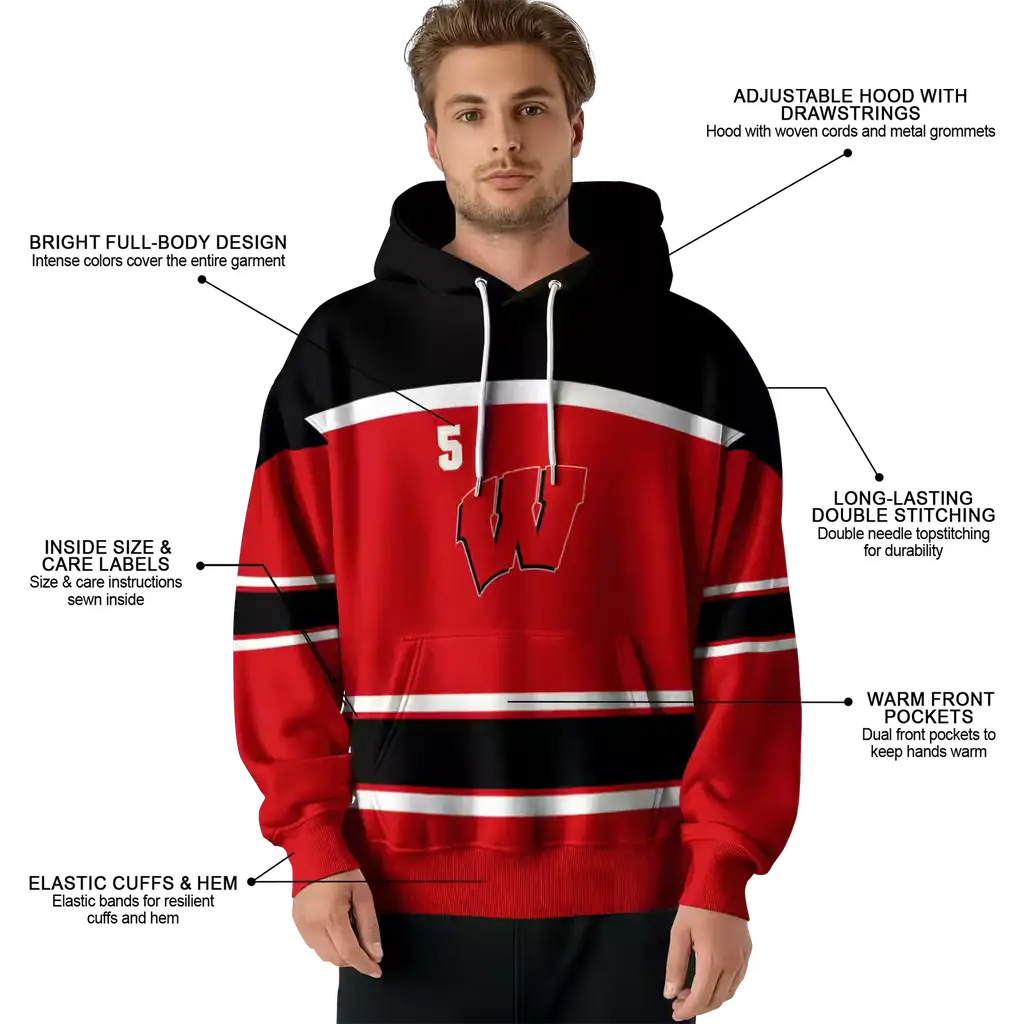 personalized wisconsin badgers striped pattern red hoodie latest model personalized wisconsin badgers striped pattern red hoodie latest model