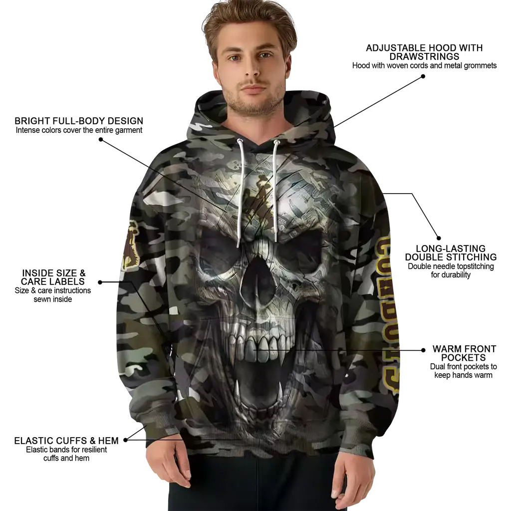 personalized wyoming cowboys camo skull hoodie latest model personalized wyoming cowboys camo skull hoodie latest model