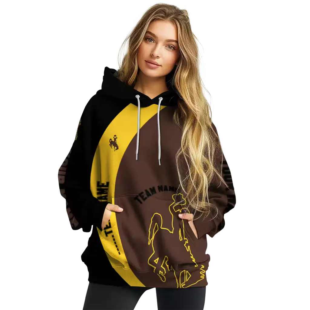 personalized wyoming cowboys minimalist design brown black hoodie high quality personalized wyoming cowboys minimalist design brown black hoodie high quality