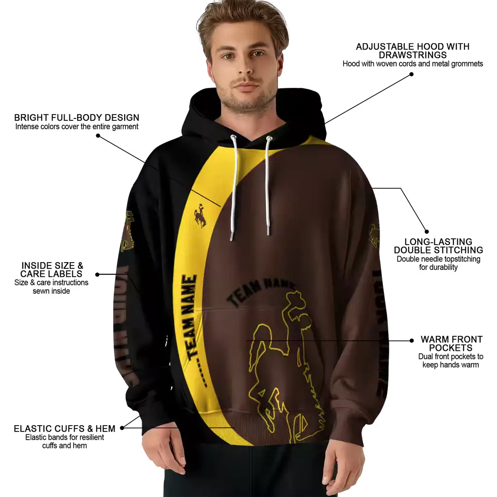 personalized wyoming cowboys minimalist design brown black hoodie latest model personalized wyoming cowboys minimalist design brown black hoodie latest model