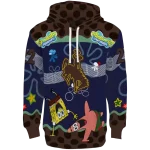 personalized wyoming cowboys spongebob patrick star brown navy hoodie best selling