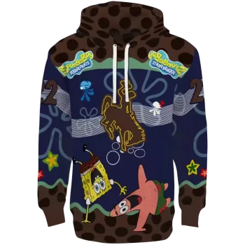 personalized wyoming cowboys spongebob patrick star brown navy hoodie best selling