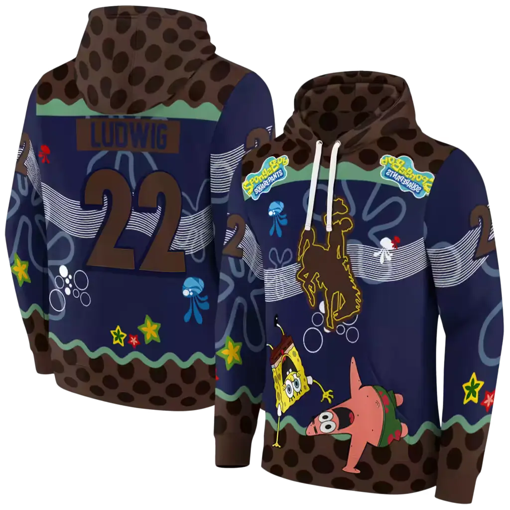 personalized wyoming cowboys spongebob patrick star brown navy hoodie fashion forward personalized wyoming cowboys spongebob patrick star brown navy hoodie fashion forward