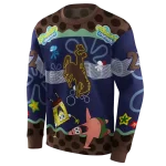 personalized wyoming cowboys spongebob patrick star brown navy hoodie best selling