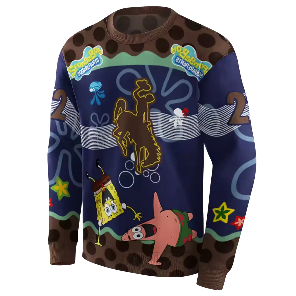 personalized wyoming cowboys spongebob patrick star brown navy hoodie new arrival personalized wyoming cowboys spongebob patrick star brown navy hoodie new arrival