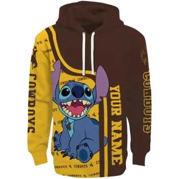 personalized wyoming cowboys stitch brown hoodie best selling
