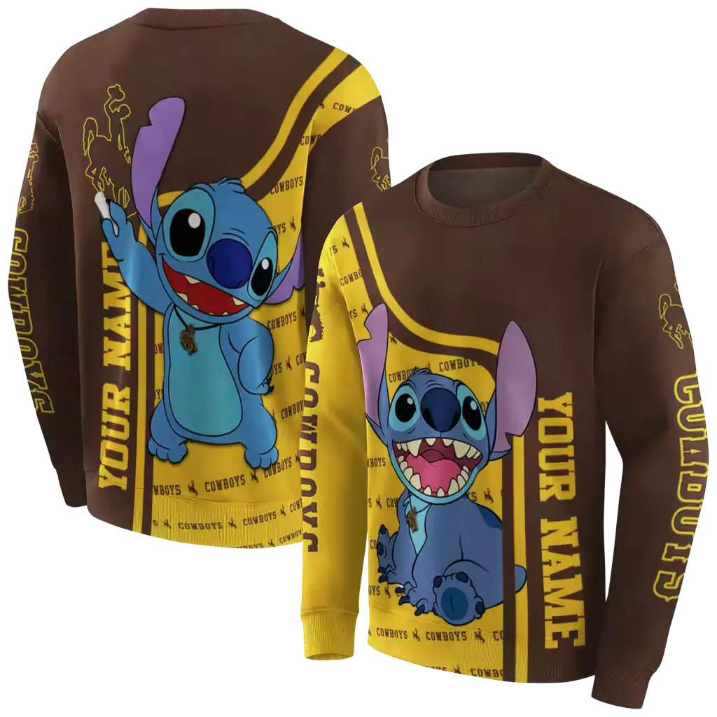 personalized wyoming cowboys stitch brown hoodie premium grade personalized wyoming cowboys stitch brown hoodie premium grade