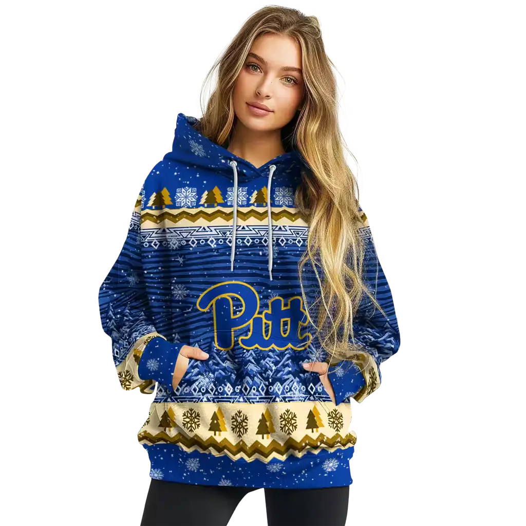 pittsburgh panthers christmas trees royal blue hoodie high quality pittsburgh panthers christmas trees royal blue hoodie high quality