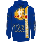 pittsburgh panthers football heartbeat royal blue hoodie best selling