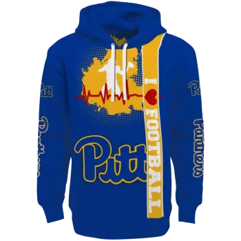 pittsburgh panthers football heartbeat royal blue hoodie best selling