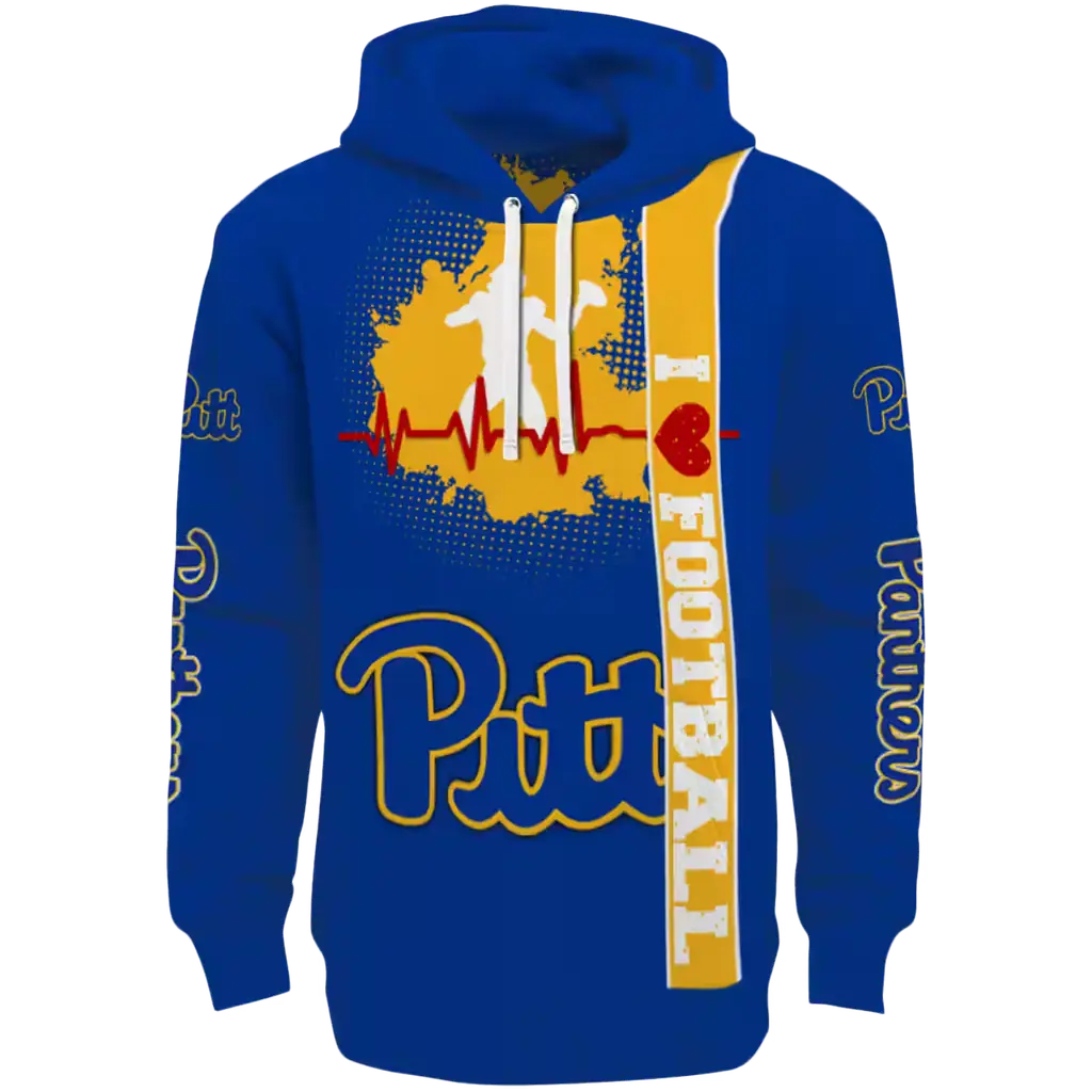 pittsburgh panthers football heartbeat royal blue hoodie best selling pittsburgh panthers football heartbeat royal blue hoodie best selling