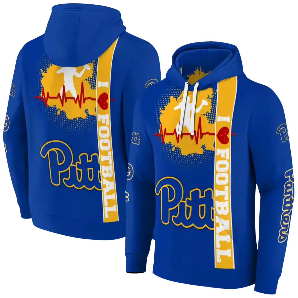 pittsburgh panthers football heartbeat royal blue hoodie fashion forward pittsburgh panthers football heartbeat royal blue hoodie fashion forward