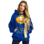 pittsburgh panthers football heartbeat royal blue hoodie best selling